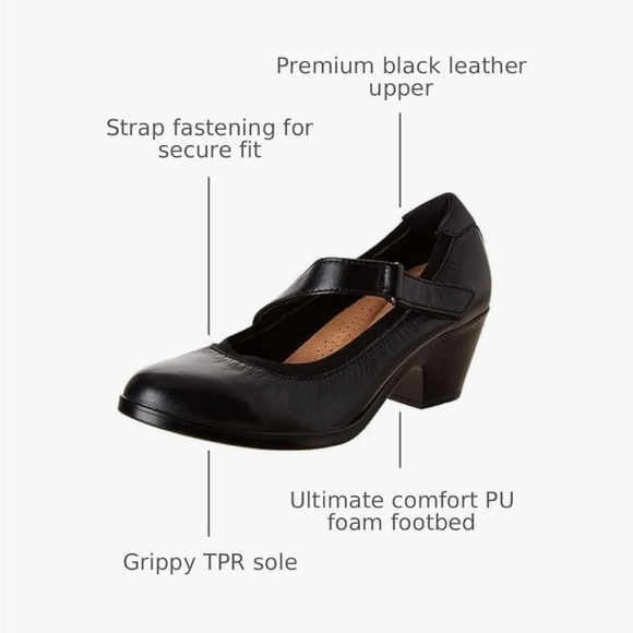 Clarks Emily 2 Mable Pumps Mary Jane Black Size 6 Leather Black - Picture 10 of 10